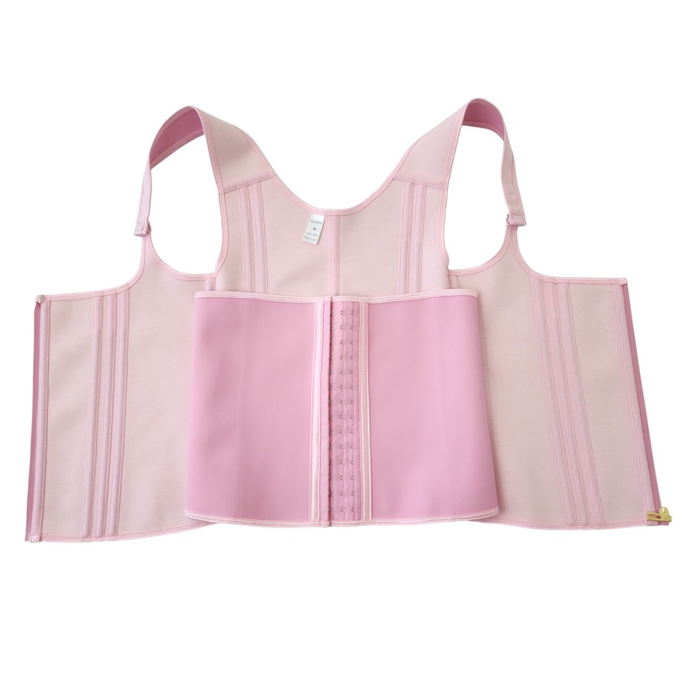 Pink Latex Waist Trainer Vest Zipper Hook & Eye Shaper Corset Medium